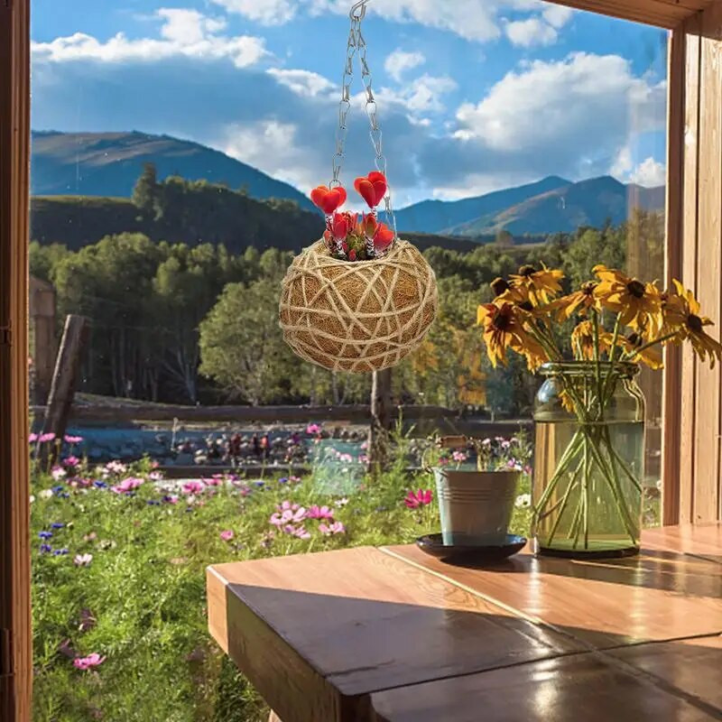 Fém akasztós kosár növényekhez virágos kerti cserepes ültetők hüvelykes, kerek huzalos növénytartó otthoni erkély dekorációs kellékeihez