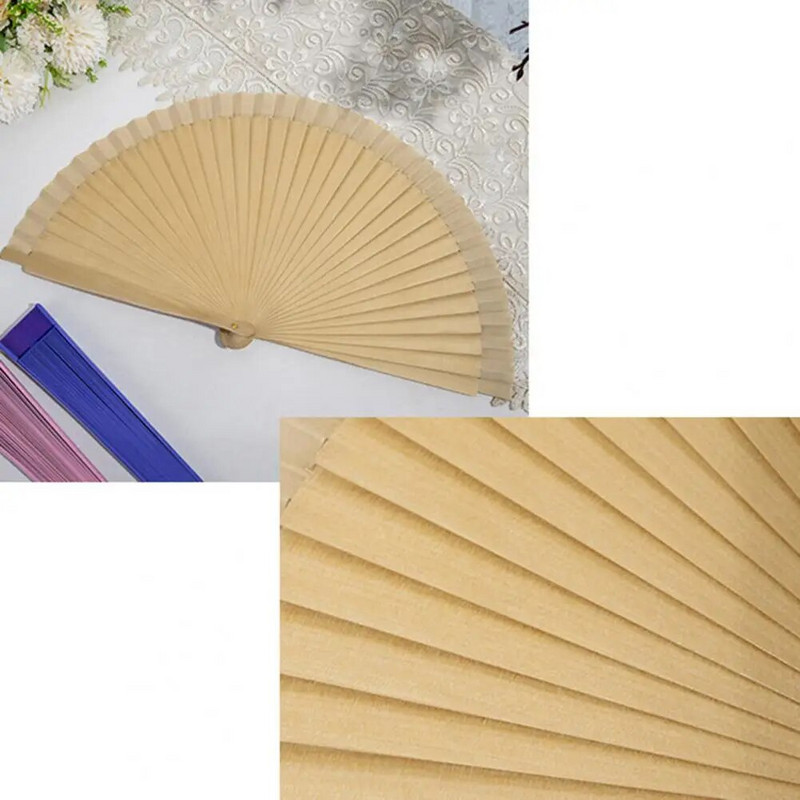 Műanyag Csontlegyező Selyemszövet Üres Összecsukható Legyező Kínai stílusú tánclegyező tiszta színű Taichi sima reggeli gyakorlat barkácsolás kézműves festék