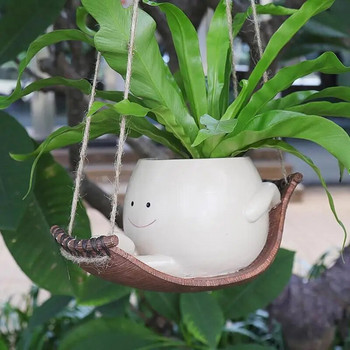 δημιουργικά Swing Face Planter Pots Κρεμαστό Resin Head Planters Γλάστρα Δημιουργικά Διακοσμητικά χαριτωμένα παχύφυτα φυτά Καλάθι γλάστρας