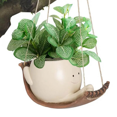 Creative Swing Face Planter Саксии Висящи саксии с глава от смола Саксия за цветя Творчески декоративни сладки сукуленти Растения Кошница за саксии