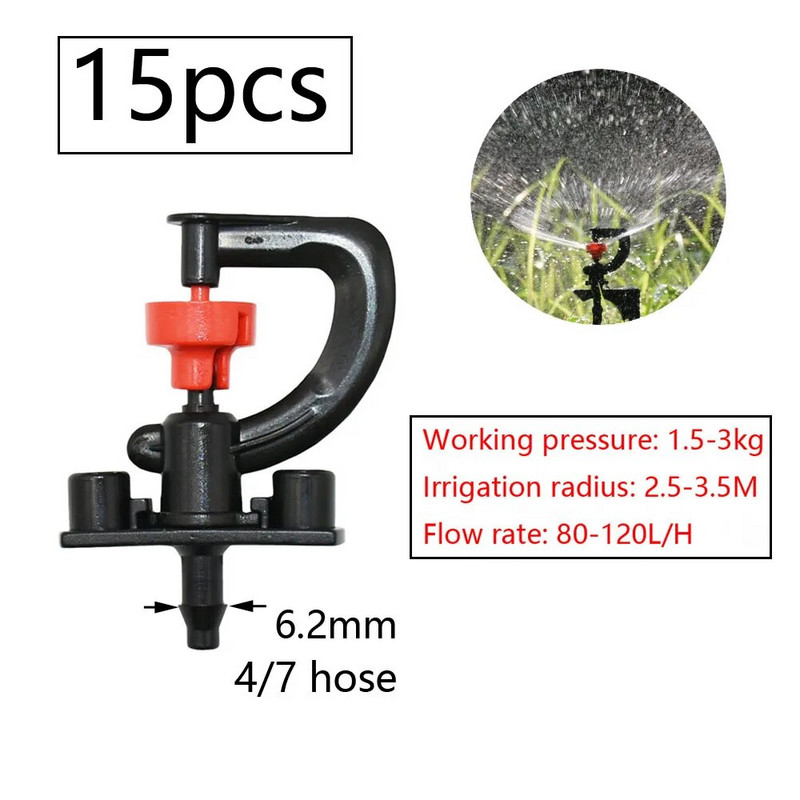 Csepegtető öntözés öntözés locsoló csepegtető üvegház kertben állítható párakibocsátó karó mikro spray forgó fúvóka