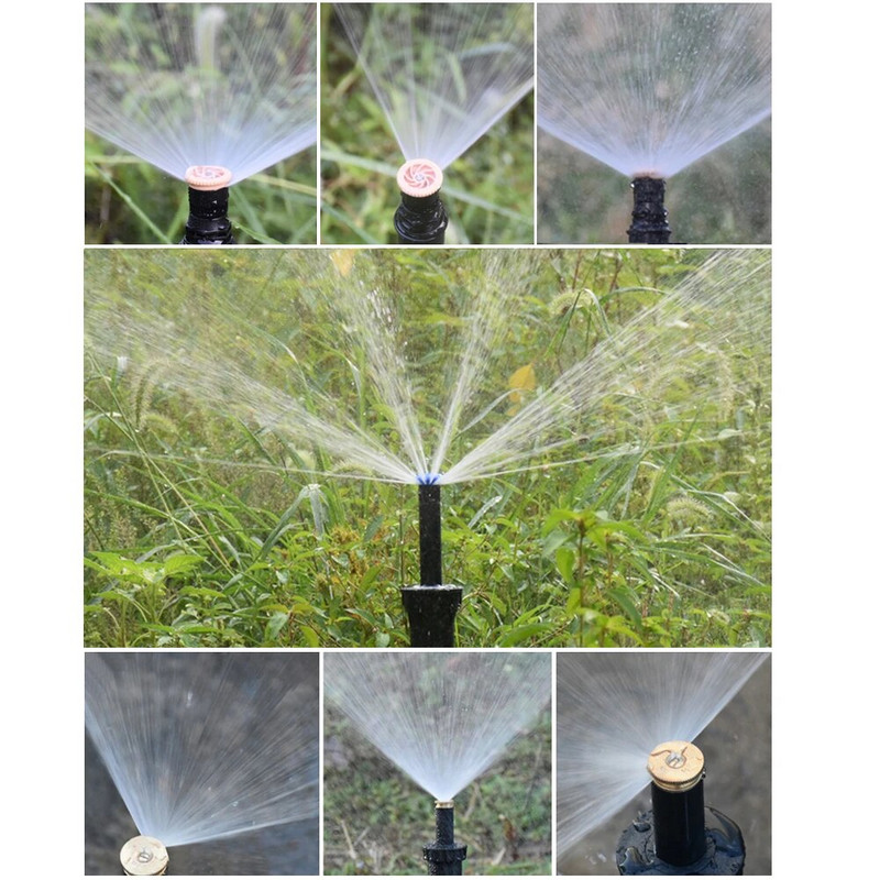 Kerti pázsit felugró öntöző 90/180/360 fokos forgású locsoló állítható csere szórófúvókák öntözéshez