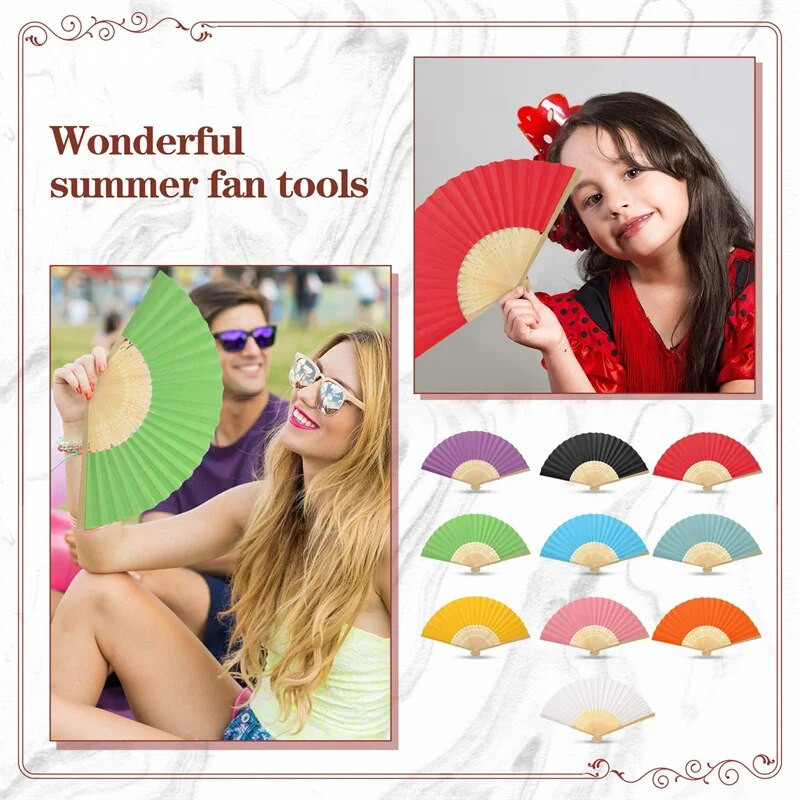 7 colių rankinis ventiliatorius, sulankstomas popierinis ventiliatorius, vasaros raštas, sulankstomas šokių vestuvių vakarėlis, nėriniai, sulankstomas, vientisas 15 spalvų ventiliatorius