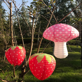 3D хартиени фенери с форма на ягоди Пролетен парти Декор на тема ягоди Декорации за парти за рожден ден Хартиен фенер със специална форма