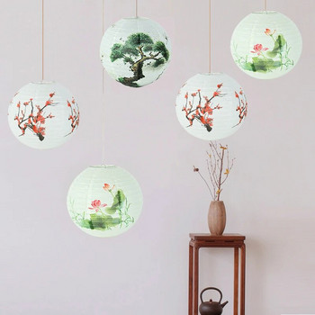 Бор/лотос/цвет на слива кръгъл хартиен фенер абажур за лампа японски китайски ориенталски стил светлина ресторант сватба домашен декор подаръци