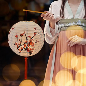 Бор/лотос/цвет на слива кръгъл хартиен фенер абажур за лампа японски китайски ориенталски стил светлина ресторант сватба домашен декор подаръци
