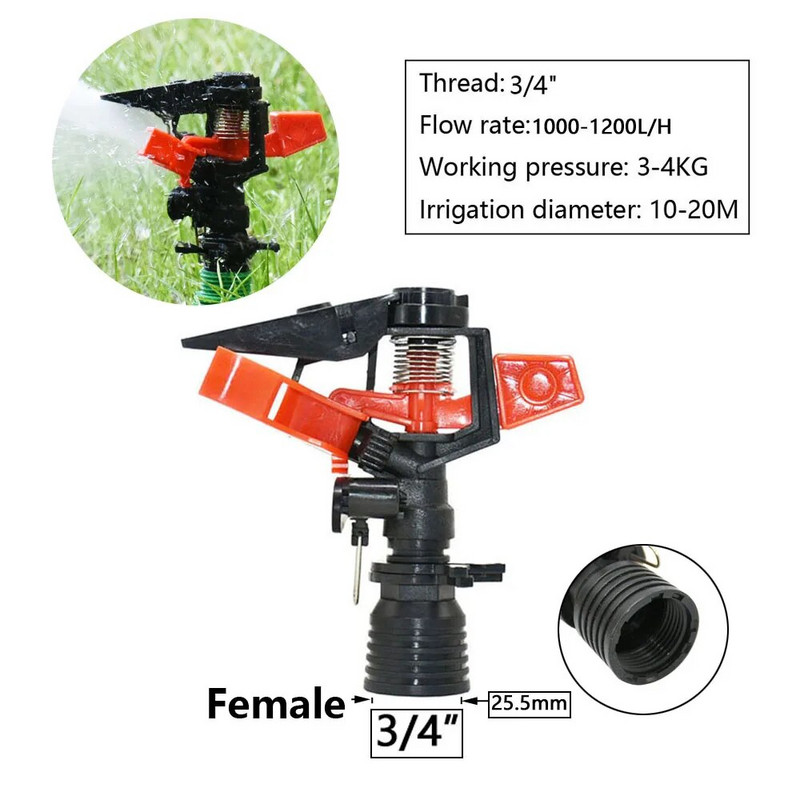 Állítható kerti fűlocsoló fúvókatartóval Forgó locsoló billenőfúvókák Kerti öntöző öntözés 1/2" 3/4" tömlő