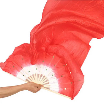 Silk Belly Dance Fans Χειροποίητα Silk Belly Dance Long Fan Κινέζοι θαυμαστές χορού Flexible Switch Willowy Dancing Fans Dance Veils