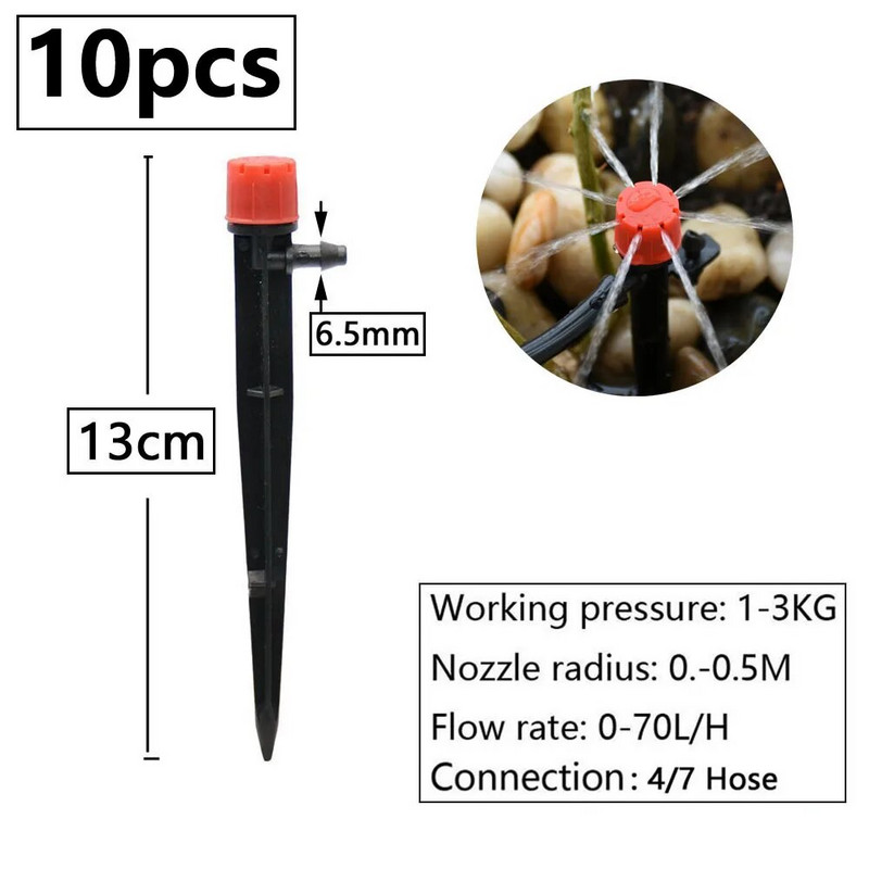 Kerti öntözőszórók állítható karóval, porlasztó refrakciós csepegtetővel, öntöző örvényfúvókákkal, 1/4"-es szár