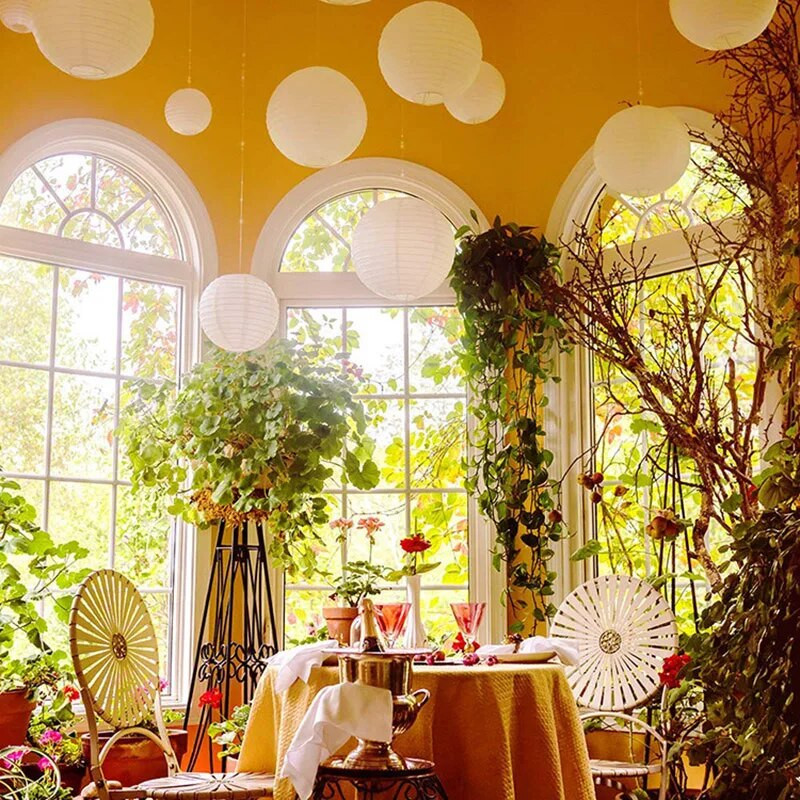 5db kínai papír golyós lámpa lógó fehér esküvői dekoráció papír lámpák lámpaernyő parti dekorációs kellékek baba zuhany kedvéért