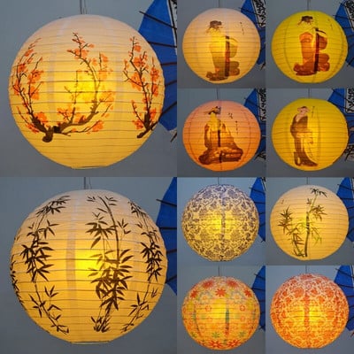 1kom crveno-bijeli cvjetovi šljive okrugli papirnati lampion sjenilo svjetiljke Kineski orijentalni stil Svjetlo Restoran Svadbena zabava Home Decor Darovi