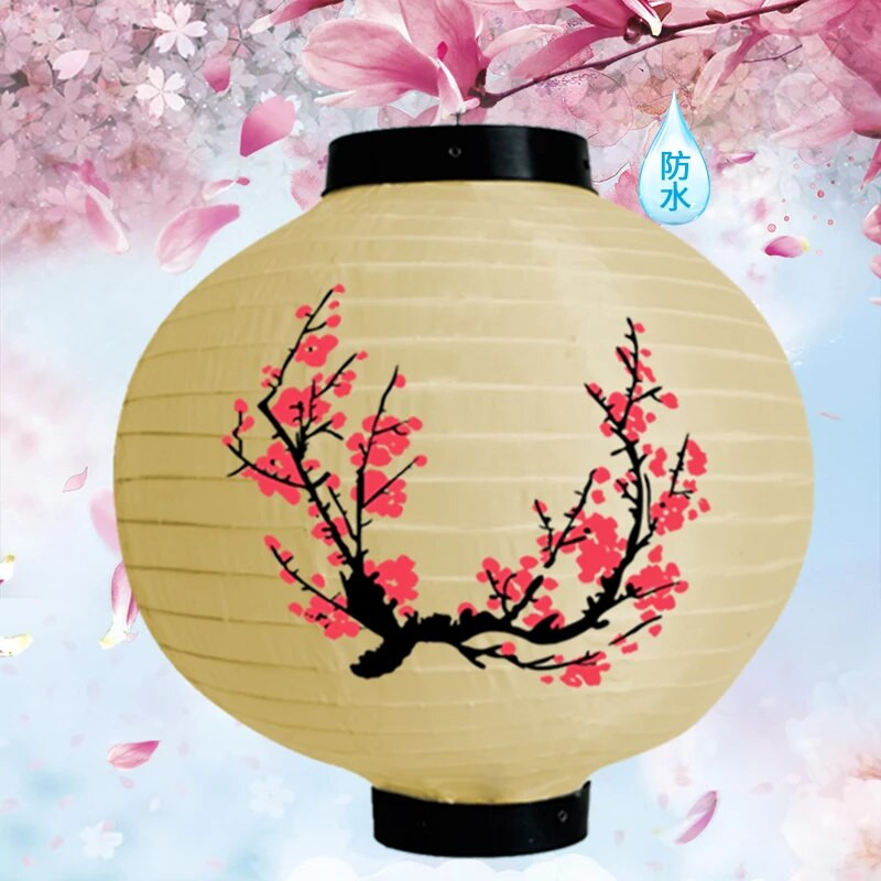 1db piros fehér szilvavirág kerek papír lámpás lámpaernyő kínai keleti stílusú könnyű étterem esküvői parti lakberendezési ajándékok