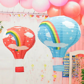 12\'\'30CM Сватбен декор за рожден ден Балон с горещ въздух Хартиен фенер Коледен фестивал Бар Декор Занаяти Направи си сам Висящ фенер с въздушен балон