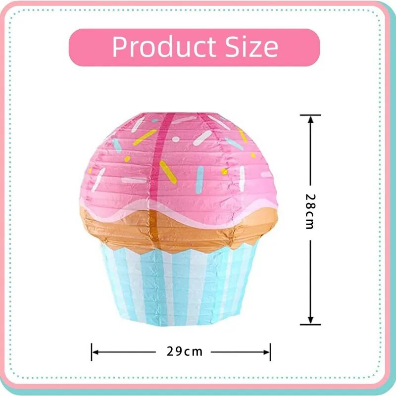 30 cm-es Cupcake Papírlámpás Születésnapi Esküvői Baby Shower Party Függő Fagylalt Torta Lámpák Ünnepi party dekorációs kellékek