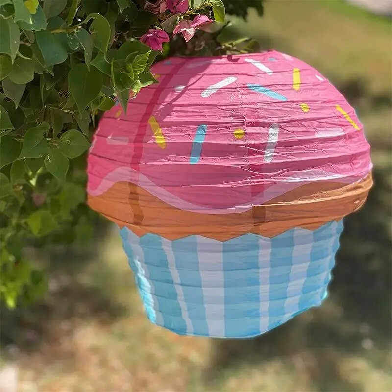30 cm-es Cupcake Papírlámpás Születésnapi Esküvői Baby Shower Party Függő Fagylalt Torta Lámpák Ünnepi party dekorációs kellékek