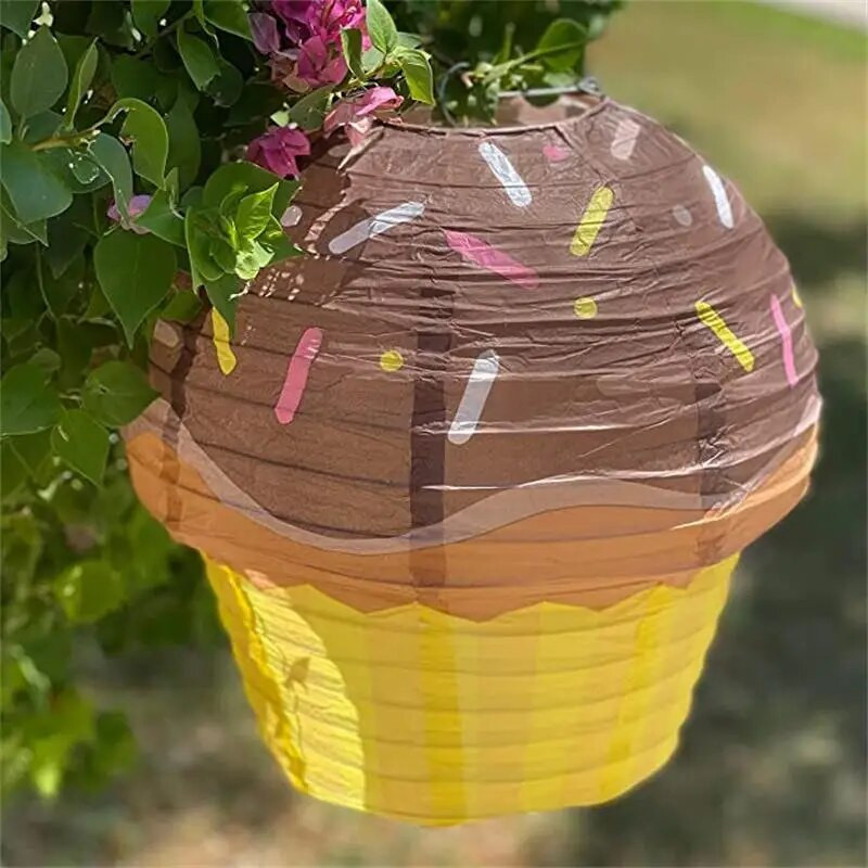 30 cm-es Cupcake Papírlámpás Születésnapi Esküvői Baby Shower Party Függő Fagylalt Torta Lámpák Ünnepi party dekorációs kellékek