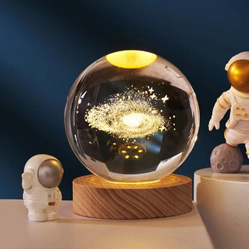 Λαμπερό Planetary Galaxy Astronaut Crystal Ball Night Lights USB Power Ζεστό κομοδίνο Χριστουγεννιάτικο Παιδικό Νυχτερινό Φωτιστικό