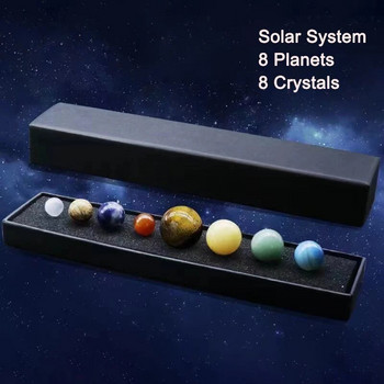 Естествен кристал 8 9 планети топка слънчева система слънчева скала кварцови камъни мъниста лечебна рейки чакра енергийна сфера галактика модел глобус