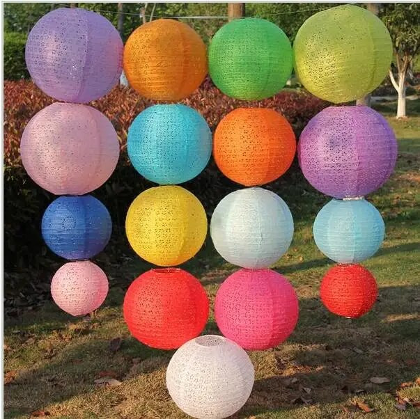 20cm 25cm 30cm 40cm üreges papír lámpás léggömb Kínai kerek papír lámpás golyós lámpa fesztivál esküvői dekorációhoz