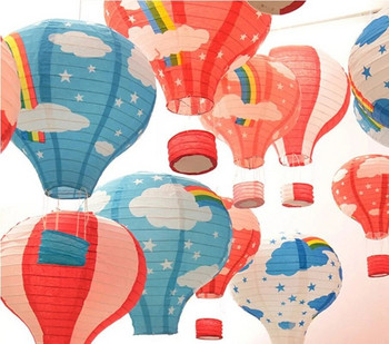 1 ΤΕΜ 40 εκ. Χάρτινο φανάρι με αερόστατο πολύχρωμο παιδικό πάρτι γενεθλίων Γαμήλιο φεστιβάλ Διακόσμηση σπιτιού Φανάρια Προμήθειες χειροτεχνίας