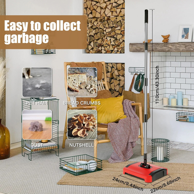 Kilimų šlavimo mašina su ašutais Rankinis kilimų valytuvo valiklis Neelektrinis kilimų šlavimo įrankis Rankinis stumiamas automatinis šluotas