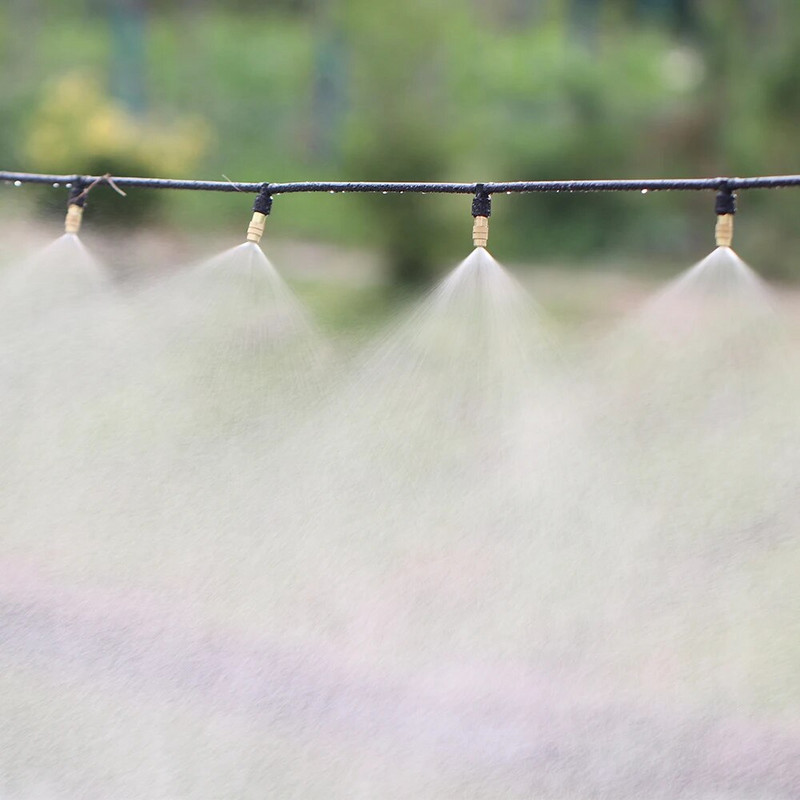 10db mikro csepegtető öntöző permetező sárgaréz fúvóka 4/7 mm-es 1/4" gyorscsatlakozókkal, barkácsolással kerti párásító hűtőpermetező permetezővel