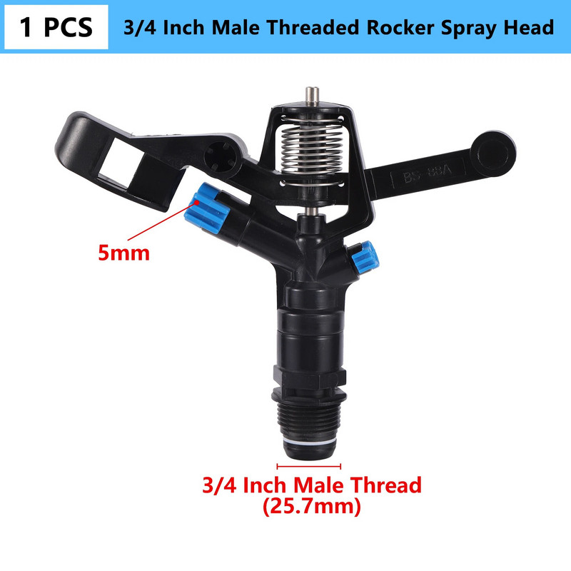 1/2"3/4"-es, 360-as szögben forgó locsoló locsológépek, 1/2"3/4" hüvelykes, forgó locsológépek mezőgazdasághoz, füves öntözőhöz, kerti öntözőhöz, 1 db