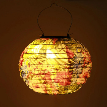 20 см водоустойчива соларна LED лампа за китайски фенери Външна градинска сватбена празнична парти Декоративна кръгла висяща лампа