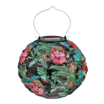 20 cm-es vízálló napelemes LED kínai lámpás lámpa kültéri kerti esküvői ünnepi party nyomtatott dekoratív kerek függő lámpa