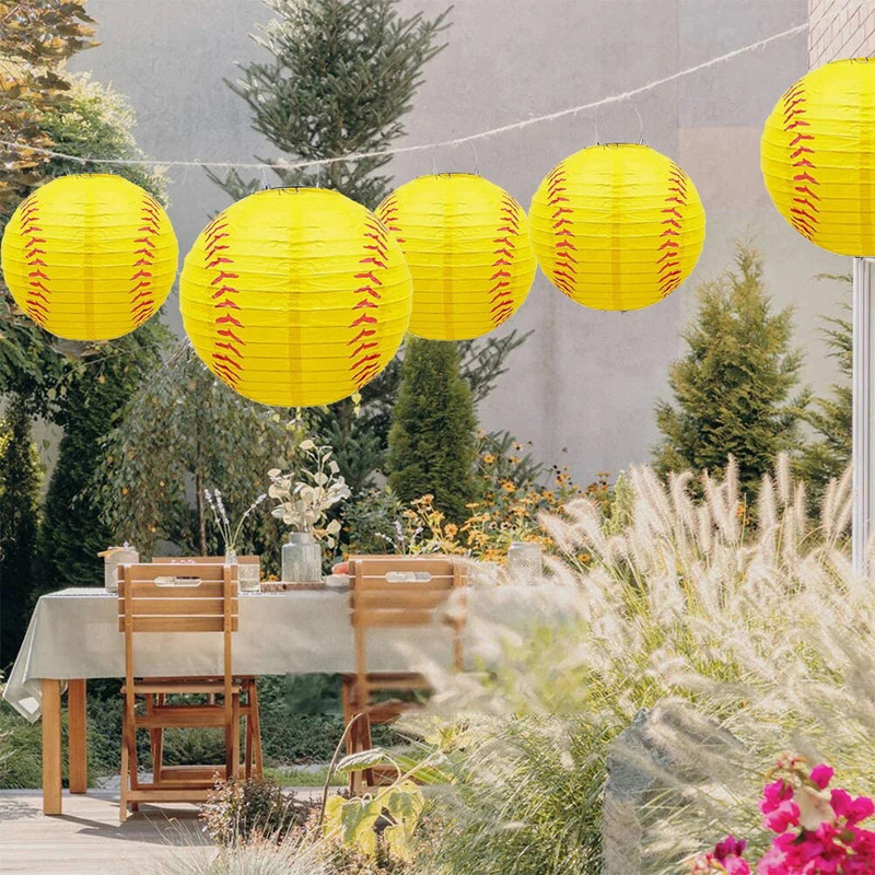 20 cm-es papírlámpás labda Baseball/kosárlabda/futball forma Könnyű ünnepi hangulat esküvői ünnepi partihoz függő dekoráció