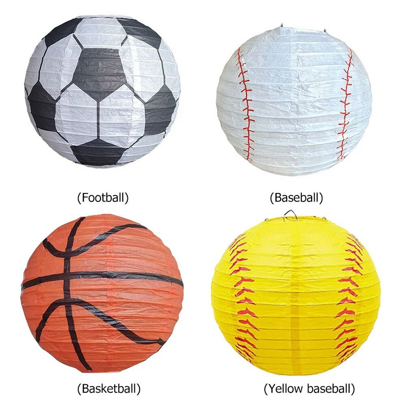 20 cm-es papírlámpás labda Baseball/kosárlabda/futball forma Könnyű ünnepi hangulat esküvői ünnepi partihoz függő dekoráció