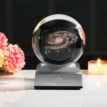 3D кристална топка нощна лампа цветна светлинна лампа кристална планета слънчева система галактика подарък за рожден ден стъклена сфера декорация на дома