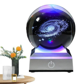 3D кристална топка нощна лампа цветна светлинна лампа кристална планета слънчева система галактика подарък за рожден ден стъклена сфера декорация на дома