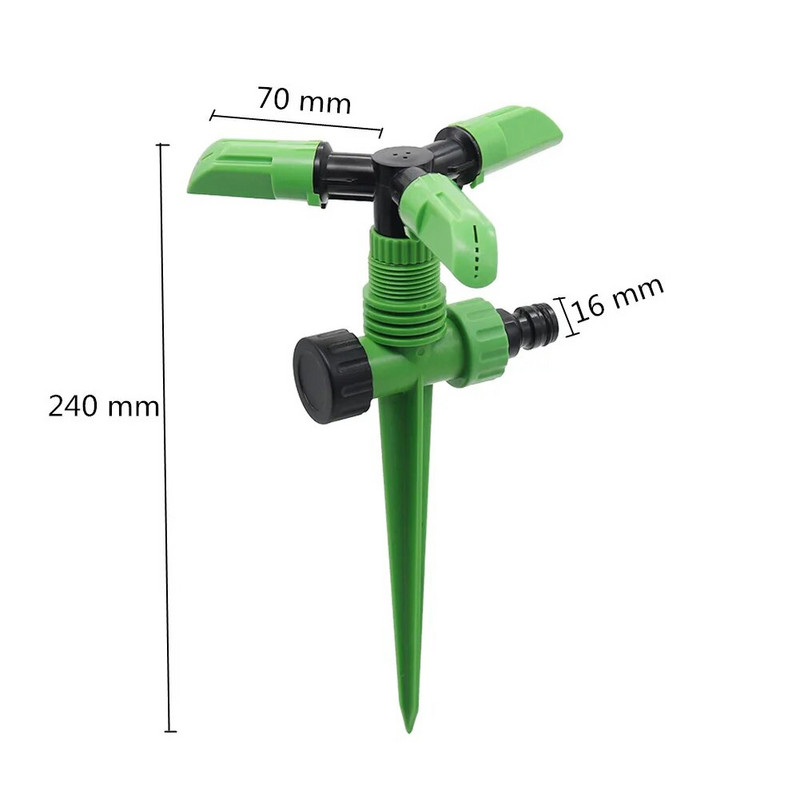360°-ban forgó öntözőlocsoló kerti öntözőrendszer 3 fúvóka használható ID16 mm-es tömlőhöz Kerti öntözőrendszer