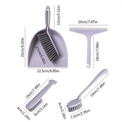 5Pcs Broom Dustpan Brush Set Mini Plastic Hand Dust Pan Scraper for Table Desk Countertop Key Board  Purple