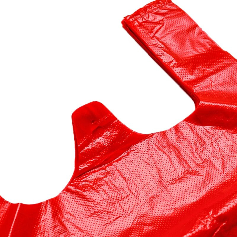 40/50db Piros műanyag zacskó Szupermarket Élelmiszerbolt Ajándék bevásárlótáska Vastag fogantyúval Mellényes Táska Konyhai Tároló Tiszta Szemeteszsák