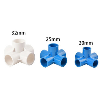 20/25/32 χιλιοστά Μπλε Λευκά Εξαρτήματα Σωλήνων PVC Ευθεία αγκώνα Τ-Ι Cross Connector 1/2 3/4 1inch Water Pipe Adapter 3 4 5 6Ways Joints