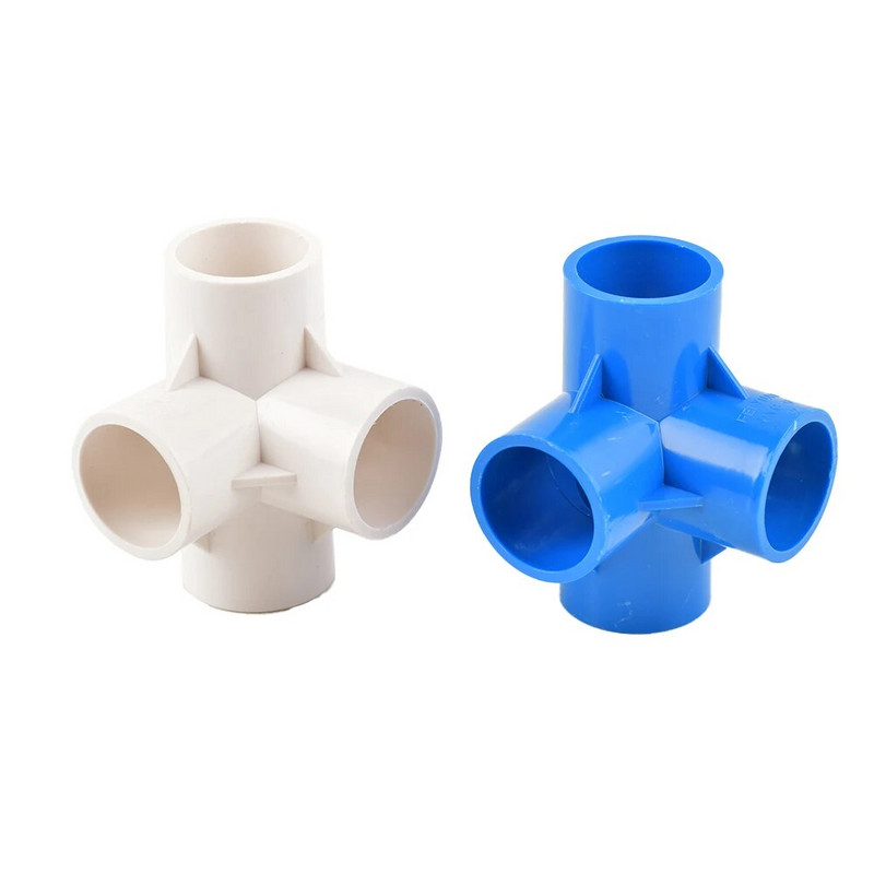 20/25/32mm kék fehér PVC csőszerelvények egyenes könyökös póló keresztcsatlakozó 1/2 3/4 1 hüvelykes vízcsőadapter 3 4 5 6 irányú csatlakozások
