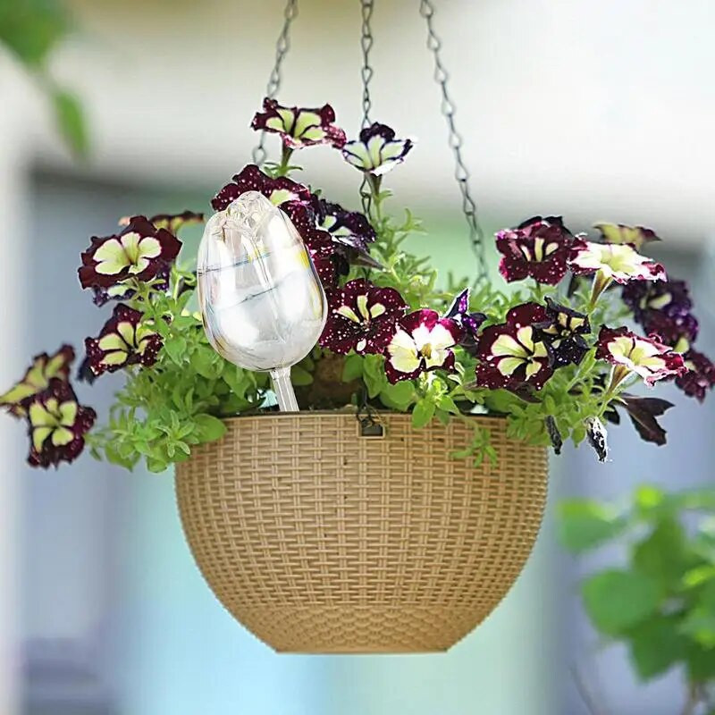 Automatikus növényi öntözés, önüveges öntözőgömbök, csepegtető öntözőrendszerek otthoni kerti virágos beltéri növényekhez