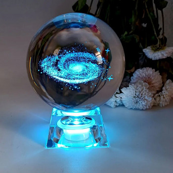 Кристална топка 3D лазерно гравирани планети Модел Сфера Астрономия Подарък Бюро Декорация на дома за рожден ден Празничен подарък Снимка