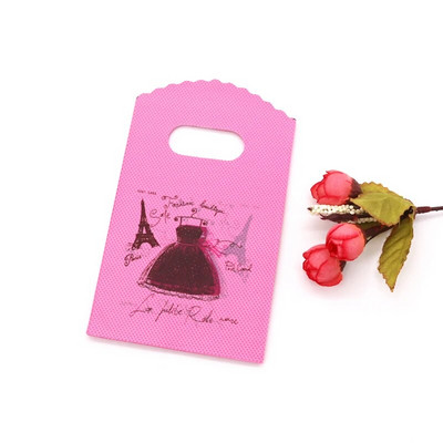 50 db/tétel Multi Designs Kis műanyag zacskó 9x15cm Boutique Ajándéktáska Fogantyúval Szép Charms Fülbevaló Ékszer Csomagoló Táskák