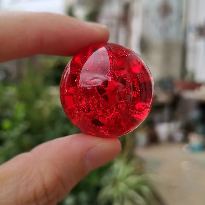 Üveggömb kristály jégrepedés golyó vízszökőkút Bonsai Feng Shui kézműves kerti dekoráció díszek repedező figura