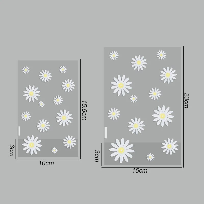 50/100db százszorszép cukorka táskák átlátszó virágos süti sütéshez csomagoló táska esküvői születésnapi partihoz barkácsolás ajándékcsomagoló kellékek