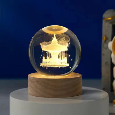 6 cm-es kristálygömb és alapkristálybolygó éjszakai fény lézergravírozott Naprendszer földgömb csillagászati asztali dekorációja