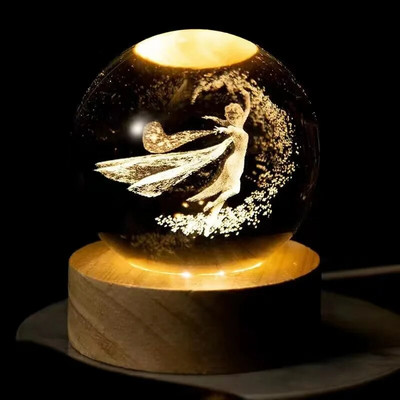 6 cm-es kristálygömb és alapkristálybolygó éjszakai fény lézergravírozott Naprendszer földgömb csillagászati asztali dekorációja