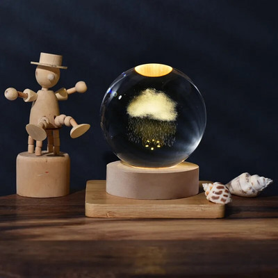 6 cm-es kristálygömb és alapkristálybolygó éjszakai fény lézergravírozott Naprendszer földgömb csillagászati asztali dekorációja