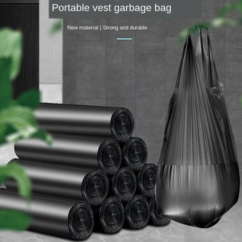 Торби за боклук Домакински преносими удебелени достъпни кухненски Черен тип жилетка Кофа за боклук Найлонови торби Кухненско съхранение