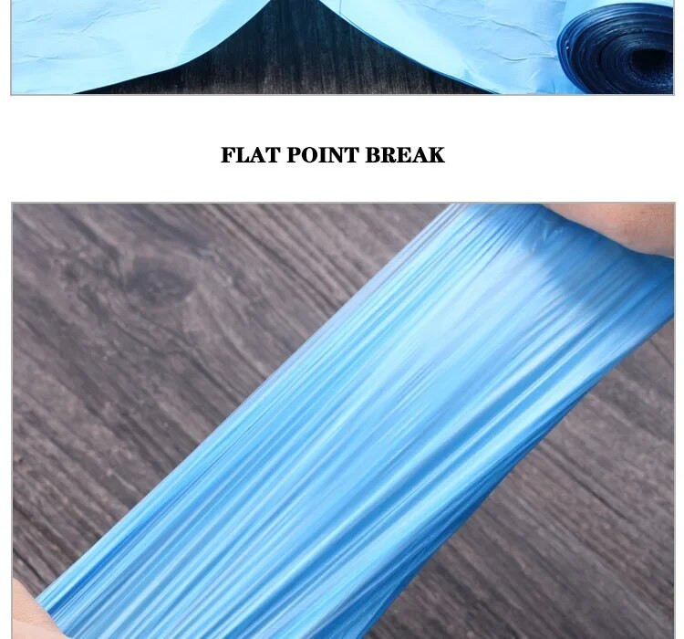 5 tekercs 1 csomag színes háztartási, irodai, konyhai tároló, eldobható ponttörő biológiailag lebomló műanyag szemeteszsák, 45 * 50cm