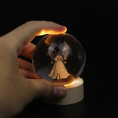 Kreatív angyal Kristálygömb USB lumineszcencia Bola De Cristal tömörfa alap húsvéti ajándék Decoração Para Quarto asztali dekoráció