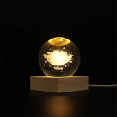 Kreatív rózsák 3D Bola De Cristal USB Hálószoba Éjszakai Fény Barát születésnapja Valentin-napi ajándék kristálygömbök asztali dekoráció